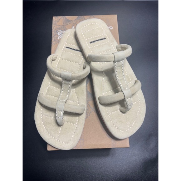 Free People NEW Leather Hadden Sandal in Cafe/ Ivory Size 8.5 - Picture 1 of 7